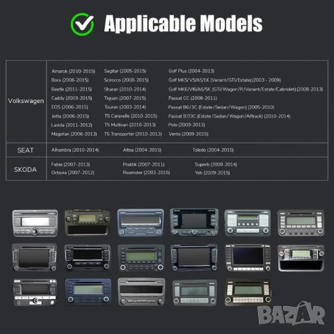 9” 2-DIN мултимедия за Volkswagen-SEAT-Skoda. Android 14, RDS, 64GB ROM, RAM 4GB DDR3 , снимка 3 - Аксесоари и консумативи - 51314022