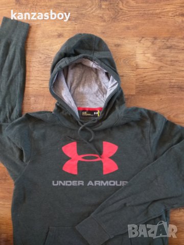 Under Armour Logo Pullover Hoodie - страхотно мъжко горнище , снимка 3 - Спортни дрехи, екипи - 39972126