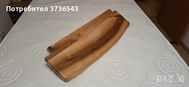 Масивен дървен рафт за стена с 3 метални конзоли, снимка 5 - Етажерки - 53173352