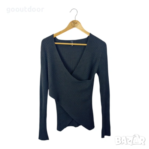 Wolford Front Wrap Style Ribbed Merino Wool Pullover (M)