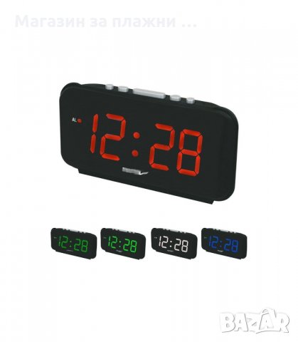 НАСТОЛЕН ЧАСОВНИК С АЛАРМА, ГОЛЯМ 1,8" LCD ДИСПЛЕЙ, ЧЕРЕН - код 806