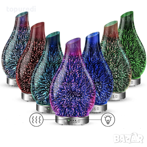 ЕЛЕГАНТЕН УЛТРАЗВУКОВ ДИФУЗЕР В СТЪКЛО ЗА АРОМАТИ, снимка 3 - Други стоки за дома - 44529125