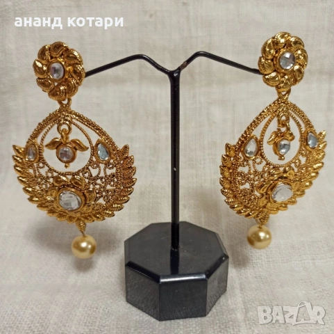 Индийски обеци с цветни камъни М14-16, снимка 3 - Обеци - 38678940