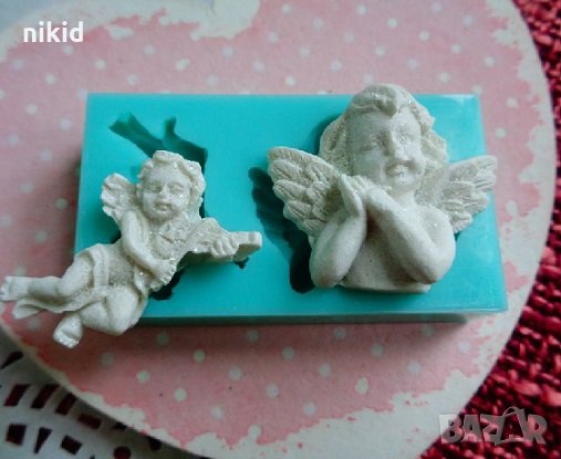 Малки свирещо и подпряно ангелчета ангел силиконов молд форма за украса торта фондан гипс кръщене, снимка 1 - Форми - 24518120