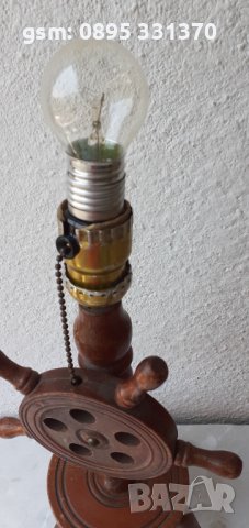 Работеща Стара дървена нощна лампа с рул, морски декор, морска декорация, снимка 4 - Други - 40920676