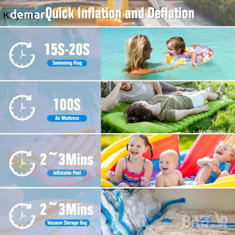 Преносима въздушна помпа за надуваеми предмети, черна, снимка 4 - Други стоки за дома - 53779133