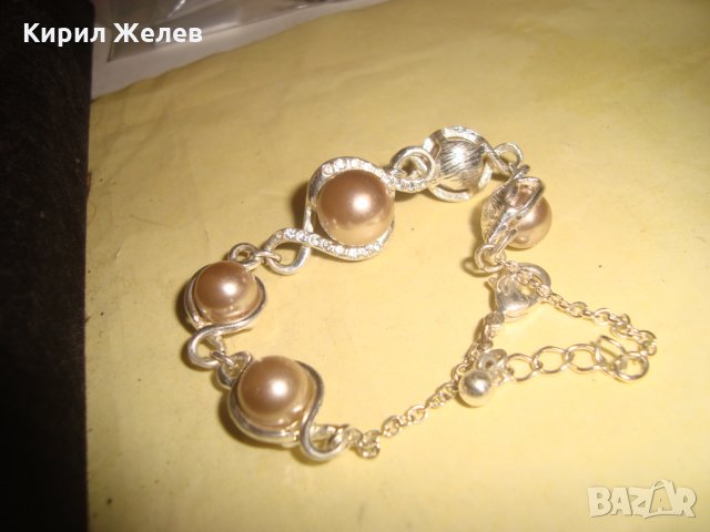 ПОСРЕБРЕНА ПЕРЛЕНА ФЕШЪН ГРИВНА РОЗОВИ ПЕРЛИ 22915, снимка 5 - Гривни - 33846767