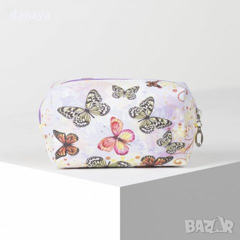2449 Малка козметична чантичка Пъстри пеперуди, снимка 2 - Портфейли, портмонета - 34381086