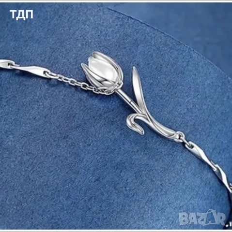 Сребърна гривна "Лале" , снимка 2 - Гривни - 51149165