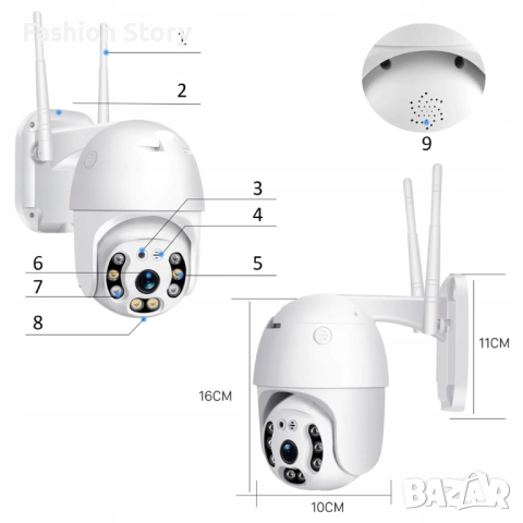 Водоустойчива,  безжична камера с нощно видеонаблюдение и запис на карта, снимка 5 - Други - 51499697