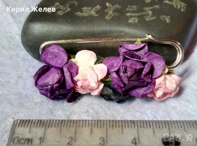 ФЛОРАЛНА ВИНТИДЖ АРТ СТИЛ БРОШКА ЦВЕТЯ РЪЧНА ИЗРАБОТКА 48827