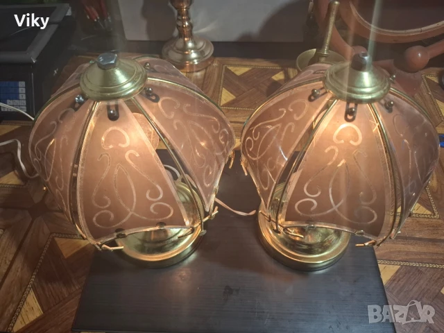 Порцеланови руски съветски нощни лампи вълшебни три позиционни витраж