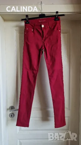 Нови слим панталони цвят бордо, снимка 5 - Панталони - 47751997