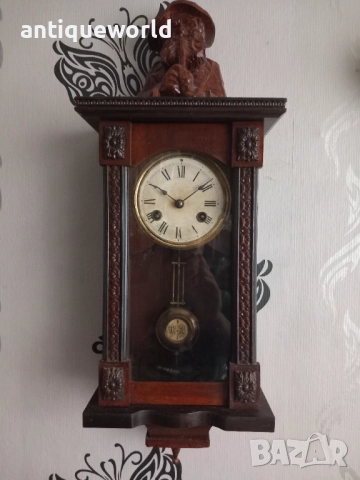 Рядък Стар Немски Стенен Часовник 19Век