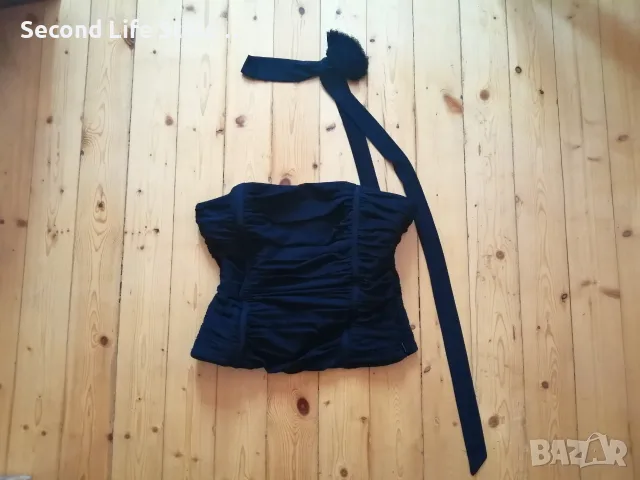 Zara корсет бюстие с шал чокър роза в черен цвят р-р М, снимка 2 - Корсети, бюстиета, топове - 55708320