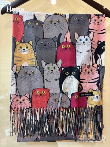 Шал Кашмир с Котки , снимка 9 - Шапки - 20048160