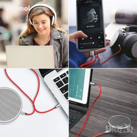 Кабел ENVEL USB C към AUX, найлонова оплетка, адаптер за слушалки тип C към 3,5 мм, аудио стерео за , снимка 6 - Кабели и адаптери - 51127653