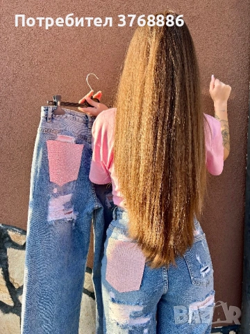 Хит модел дънки с розово джобче 🌸 