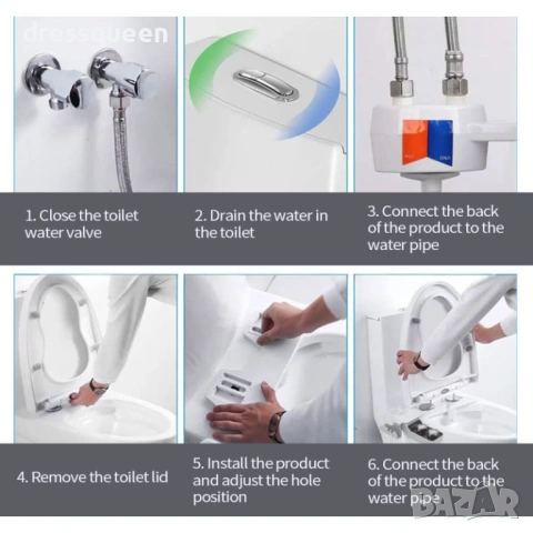 4675 Универсален Биде Накрайник със Смесител за Топла/Студена Вода и Самопочистващи се Дюзи, снимка 7 - Други стоки за дома - 53824009