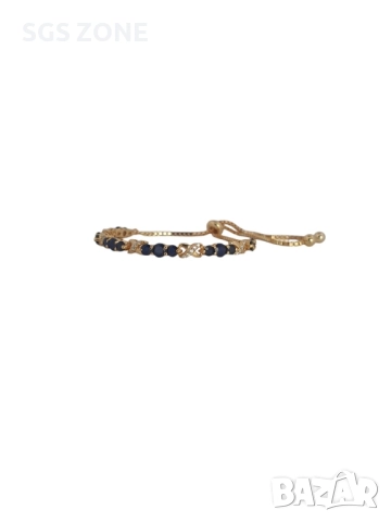 сребърна гривна с естествени сапфири, позлатена, снимка 4 - Гривни - 52278097