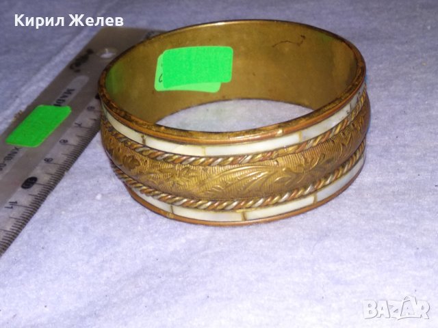 ПРЕВЪЗХОДНА СТАРА БРОНЗОВА ФЛОРАЛНО ОРНАМЕНТИРАНА СЕДЕФЕНА КЛАСИЧЕСКА РЕТРО ГРИВНА 70581, снимка 9 - Антикварни и старинни предмети - 41281362