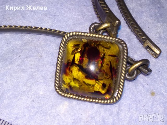 ЕФЕКТНО ШАРМАНТНО БРОНЗОВО ВИНТИДЖ АРТ ДЕКО СТИЛ КЕХЛИБАРЕНО КОЛИЕ 38662, снимка 12 - Колиета, медальони, синджири - 41638690