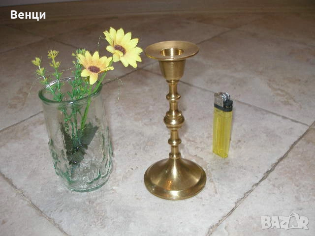 Свещник Ваза-Бронз Стъкло, снимка 2 - Антикварни и старинни предмети - 53557853