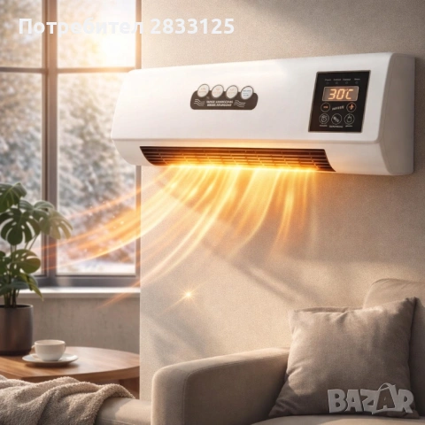 Стенен PTC отоплител и вентилатор LX-333 – 1800W, дистанционно управление и таймер, снимка 12 - Отоплителни печки - 53660762