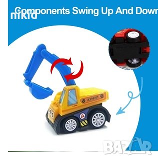 6 бр Багери багер кран строителни машини подвижни гуми пластмасови PVC фигурки играчки декор торта, снимка 3 - Коли, камиони, мотори, писти - 41500192