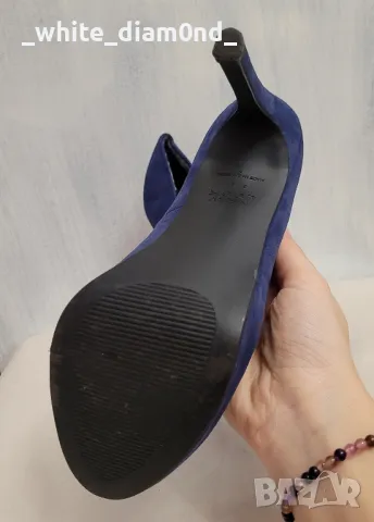 Елегантни сини дамски обувки на ток номер 38 , снимка 3 - Дамски обувки на ток - 48302396