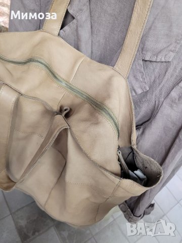 Естествена кожа ОГРОМНА чанта,тип торба,бежева, снимка 11 - Чанти - 41687693