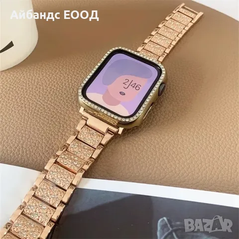 Метални каишки с камъчета за Apple Watch ULTRA/SE/10/9/8/7/6/5, снимка 11 - Каишки за часовници - 49424154