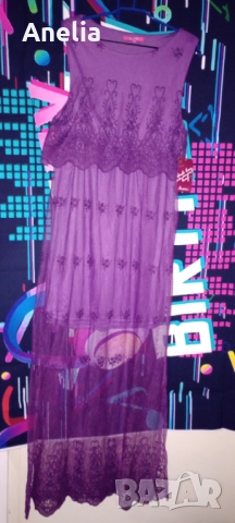 Дамска Рокля М размер в Лилаво Циклама с бродерия, снимка 8 - Рокли - 52559009