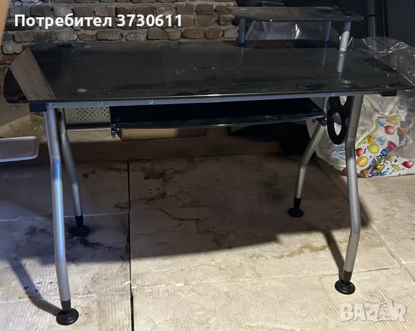 Стъклено бюро с рафтове, снимка 3 - Бюра - 56350899