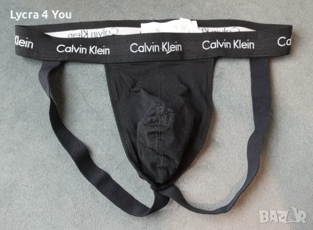 Calvin Klein L/XL мъжки черен памучен джокстрап, снимка 2 - Бельо - 50382841