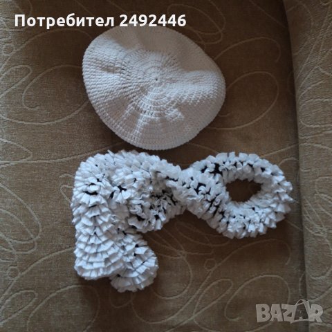 Ръчно плетен шал и шапка, снимка 3 - Шапки - 35692628