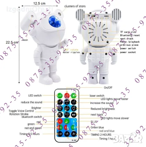 Звезден проектор АСТРОНАВТ, КОСМОНАВТ. Star Galaxy Projector ASTRONAUT, снимка 10 - Прожектори - 44006291