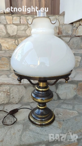 Уникална голяма настолна лампа с две стъкленици , снимка 4 - Настолни лампи - 53812683
