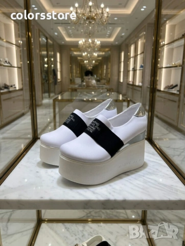 Обувки на платформа - бял текстил - RK120 , снимка 2 - Дамски ежедневни обувки - 53867829