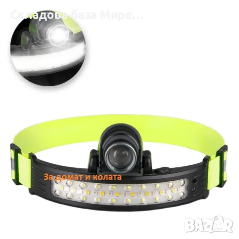 Челник със сензор за движение Акумулаторен, 10 W LED, 8 режима, 11х5х7см, обхват от 100 метра, снимка 1