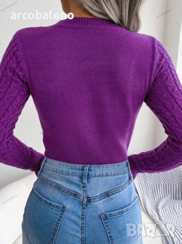Дамски пуловер с изрязан дълъг ръкав с кръгло деколте, 3цвята - 023, снимка 9 - Блузи с дълъг ръкав и пуловери - 39894802