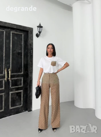 Дамски комплект Gucci тениска с панталон, снимка 3 - Комплекти - 51404861