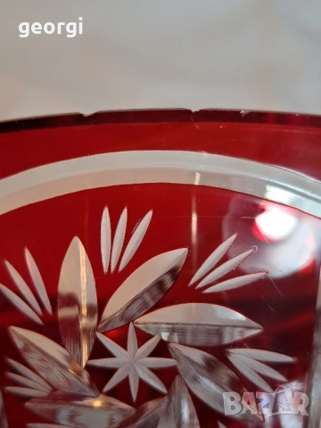 голяма кристална купа с ловни мотиви Bohemia рубинен кристал , снимка 13 - Декорация за дома - 51951133