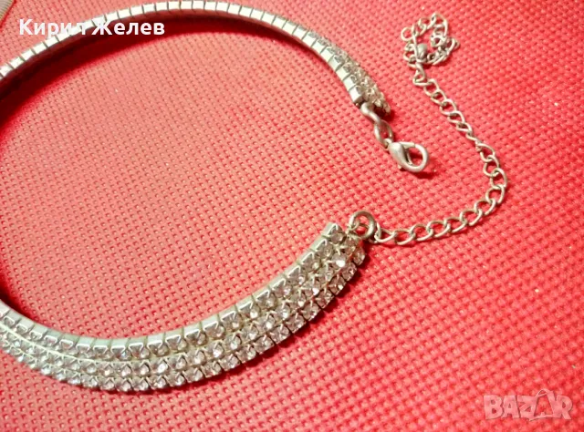 ПОСРЕБРЕНА КРИСТАЛНА РЕТРО АРТ ОГЪРЛИЦА КОЛИЕ 47206, снимка 4 - Колиета, медальони, синджири - 47296068