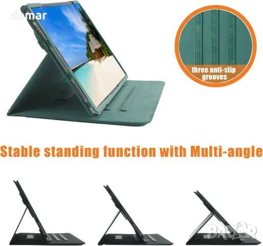 Калъф DINGGUAGUA за Apple iPad Air 11 инча (M2) 2024 iPad Air5 /Air4 /Pro 2020/2022 10,9",тъмнозелен, снимка 3 - Таблети - 48498176