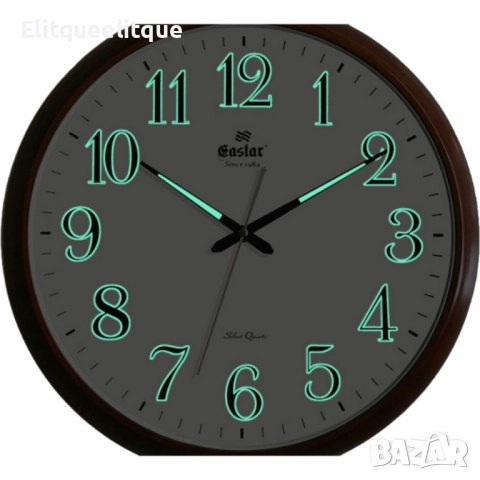 Стенен светещ часовник – Кръгъл, кафяв, безшумен / 30см, снимка 2 - Други стоки за дома - 52183649