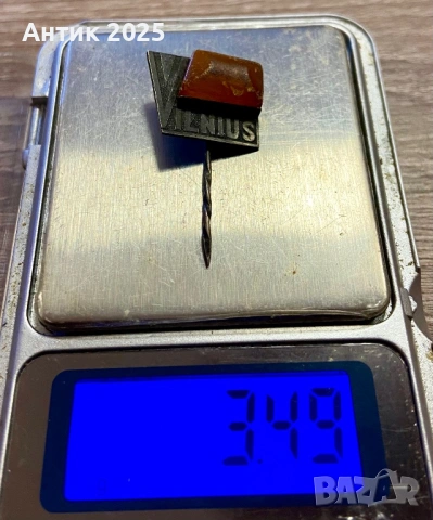 Значка-брошка „Vilnius / Вилнюс“ сребро 875, кехлибар, винтидж, 3 г, снимка 4 - Колекции - 53651303