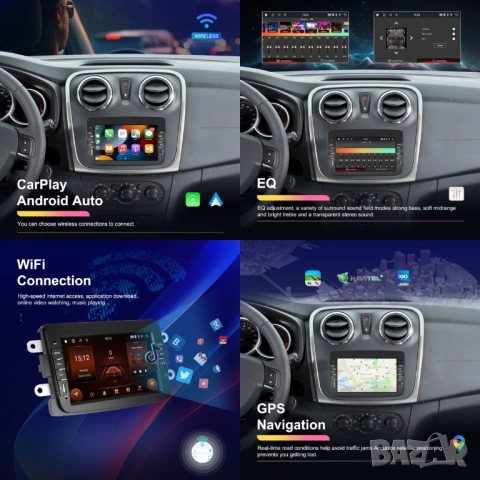 Мултимедия Android за Dacia, 7" Renault, Sandero, Duster, Logan, Dokker, навигация, Дачия, 2DIN, снимка 2 - Аксесоари и консумативи - 53772679