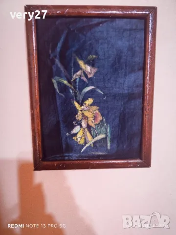 Стара картина рисувана коприна, снимка 2 - Антикварни и старинни предмети - 50211939