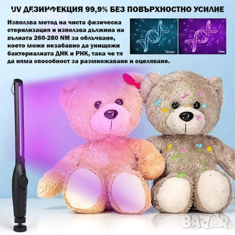 Мощна преносима UV LED лампа за стерилизация и дезинфекция за защита без химикали голям ув фенер, снимка 2 - Друга електроника - 53187126